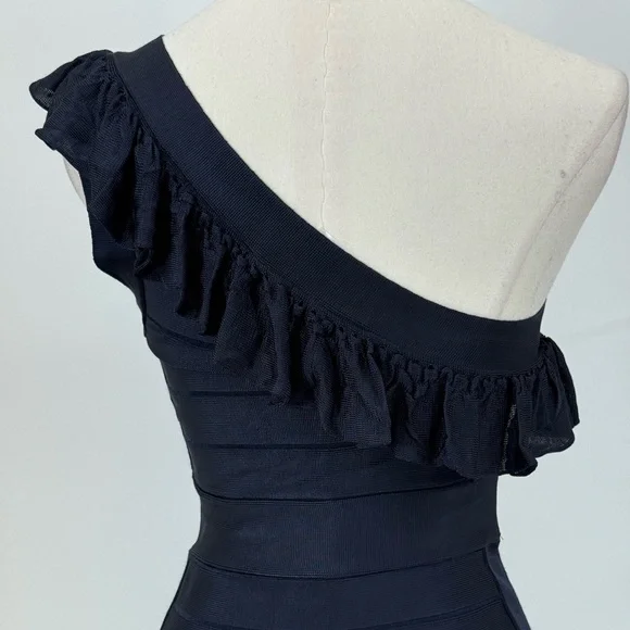 French Connection Navy Blue One-Shoulder Dress Size 2 - Picture 11 of 16